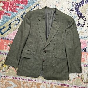 BERNHARDT SELECT Men’s Blazer Size 44 R (?) Wool Sport Coat Green Windowpane